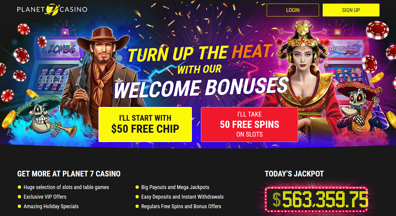 Planet 7 Casino | $50 Free Chip | 50 Free Spins