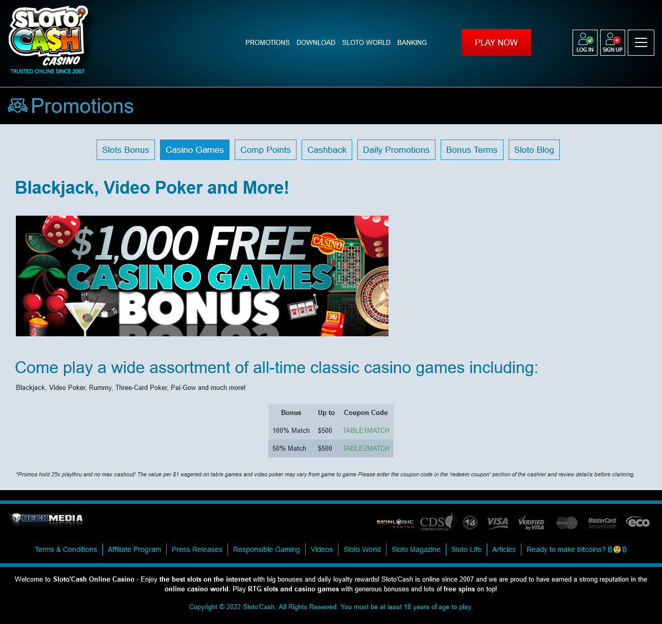 Slotocash Casino Games
                                        Promo Page