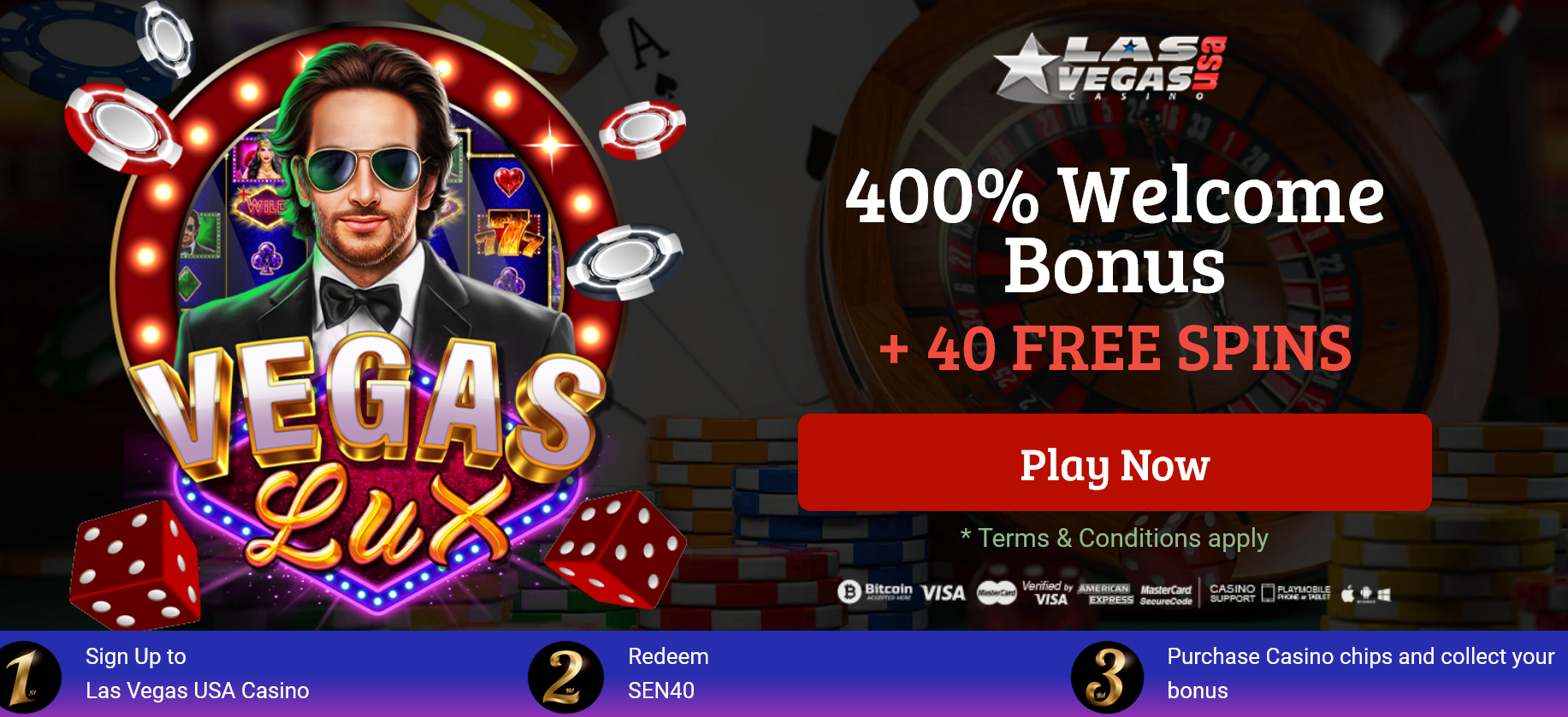 400% WELCOME BONUS | + 40
FREE SPINS 400%
WELCOME BONUS | + 40 FREE SPINS