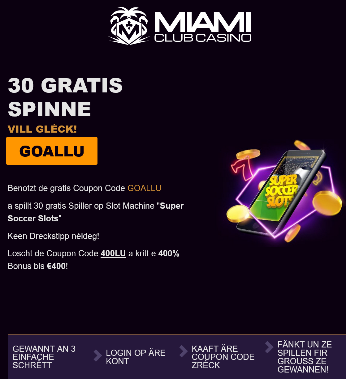 Miami Club LU 30 Free Spins