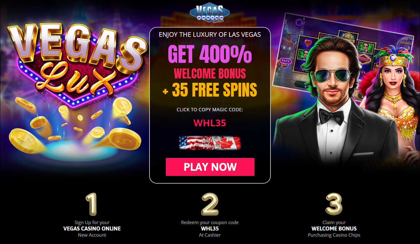 Vegas Casino Online 400% WELCOME BONUS + 35 FREE SPINS